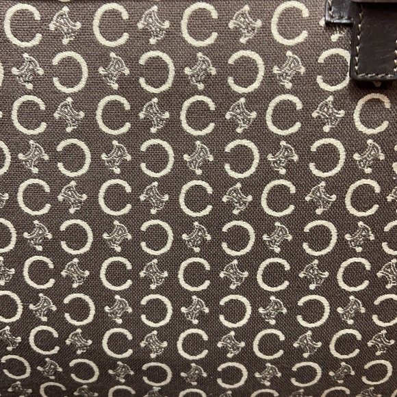 Celine Macadam Brown Tote Bag in Canvas with Gold hardware - Picture 3 of 12